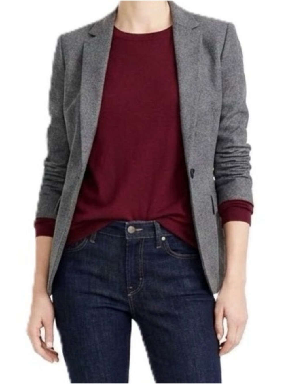 COS Wool-Blend Fine Knit Long Sleeve Top Size Small Burgundy Minimalist EUC